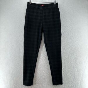 Vizio Collection Pants Womens Size M Ponte Gingham Skinny Pull On Ankle Black